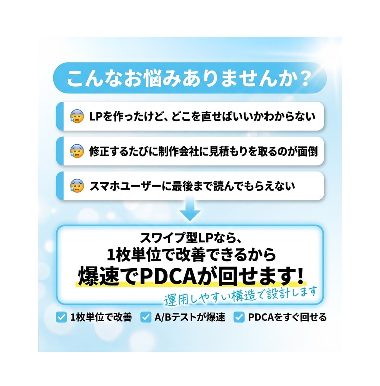 スワイプ型LPを構築〜実装まで一括対応します 【先着5名限定】作成から公開まで丸投げOKです！ イメージ2