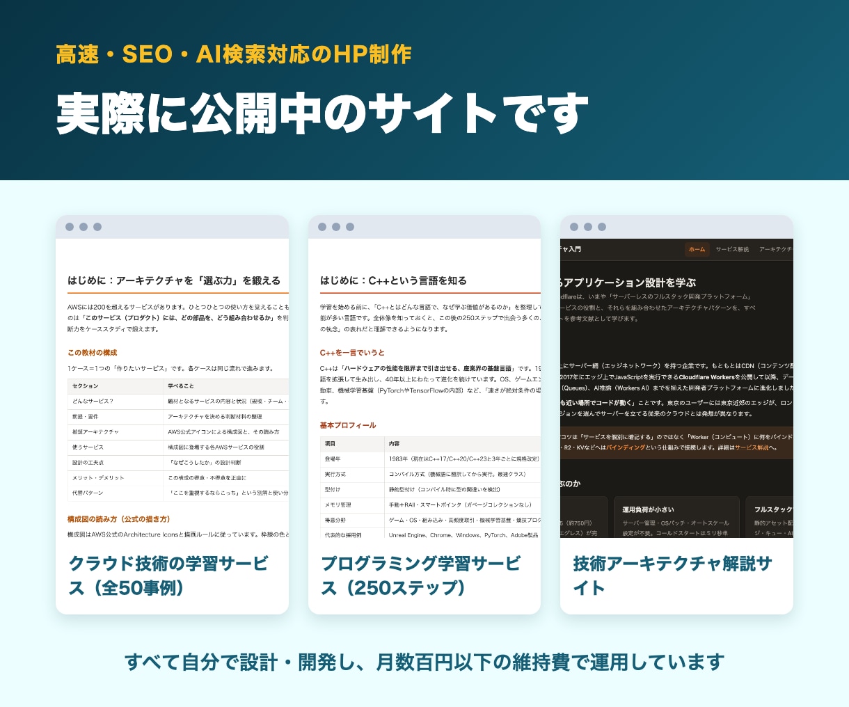 現役エンジニアが高速なHPを制作します 現役エンジニア品質。SEO・AI検索対応の速いサイト イメージ3