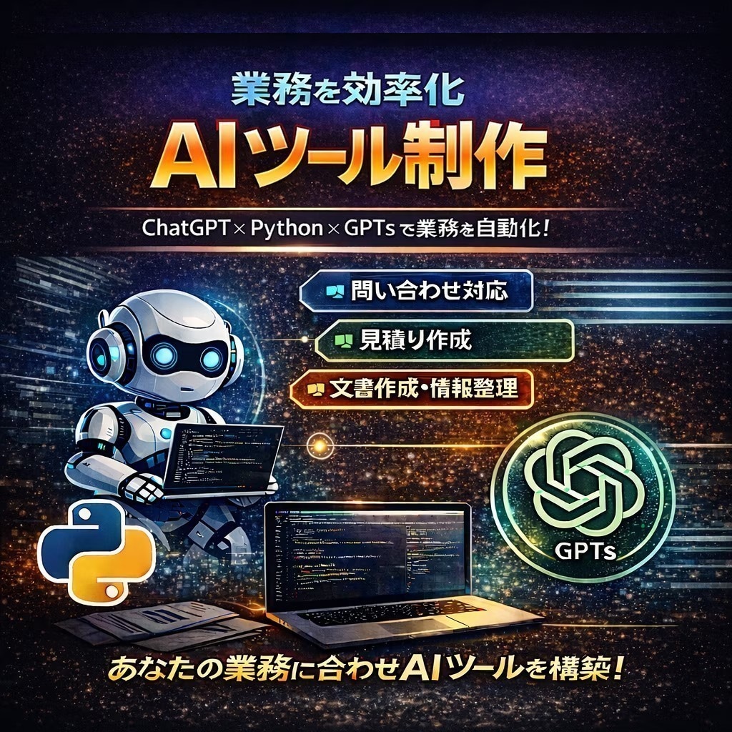 ChatGPTで業務を自動化AIツールを作ります 日常業務を実際に使える形でAI化・仕組み化します イメージ1