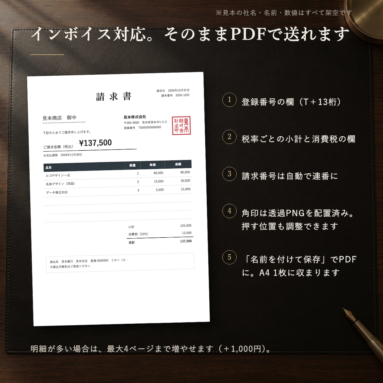 請求書・見積書のExcelテンプレを作ります 自動計算・角印込み・インボイス対応・PDF化も簡単 イメージ3