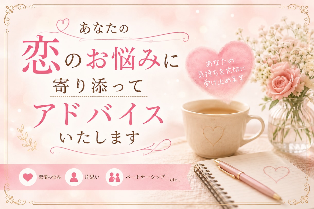 あなたの恋のお悩みに寄り添ってアドバイスいたします 男性心理を読み解いて、"あなたらしく"愛される恋愛 イメージ1