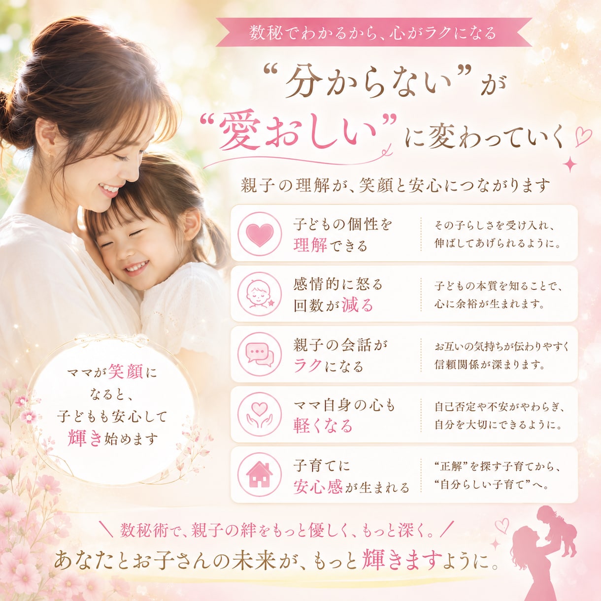 ママの心が笑顔に戻る親子の数秘術リーディングします 子育てに悩むママ】親子の才能と相性が分かる数秘でイライラ軽減 イメージ5