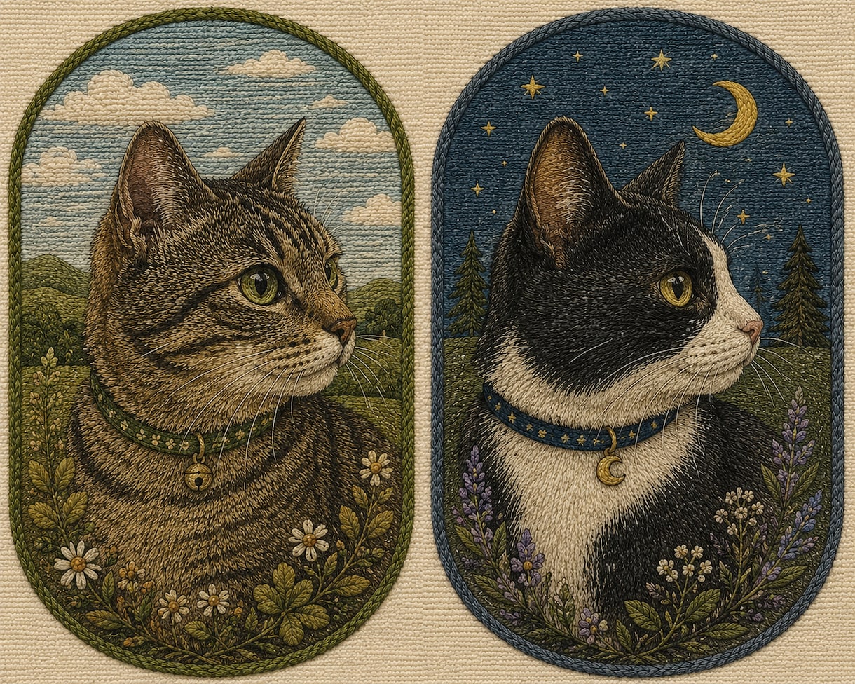 かわいい家族を刺繍風でオシャレに描きます 刺繍風タッチで仕上げる オーダーメイド・アートイラスト です イメージ2