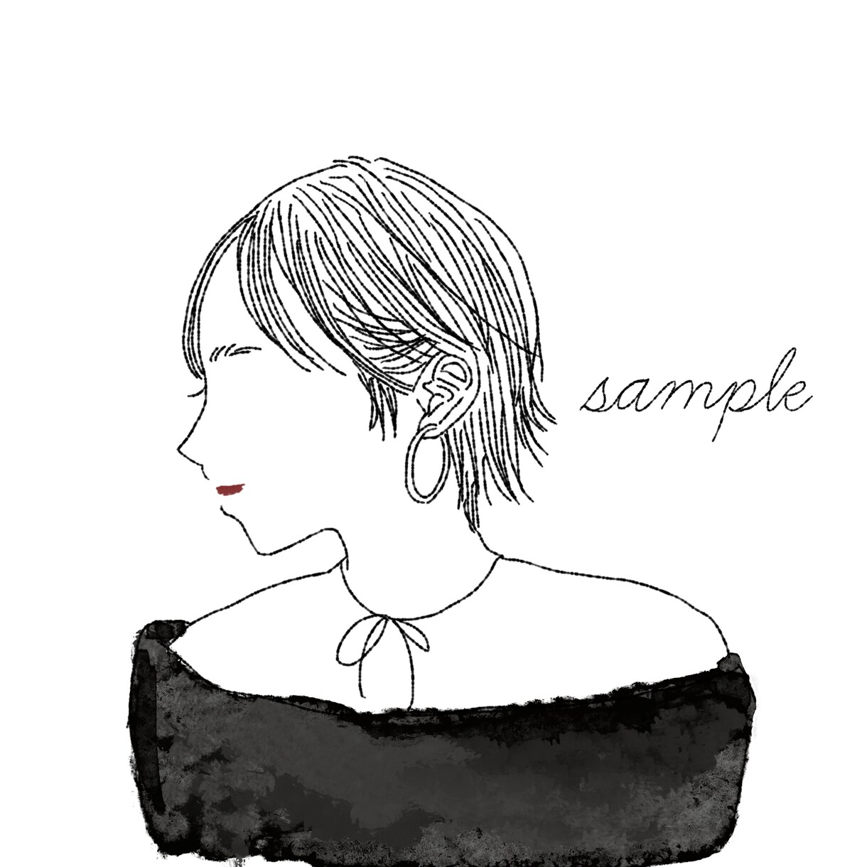 インスタ等で使えるおしゃれ繊細線画アイコン描きます 小物orカラーいずれか1点まで無料♪商用利用可◎ イメージ1