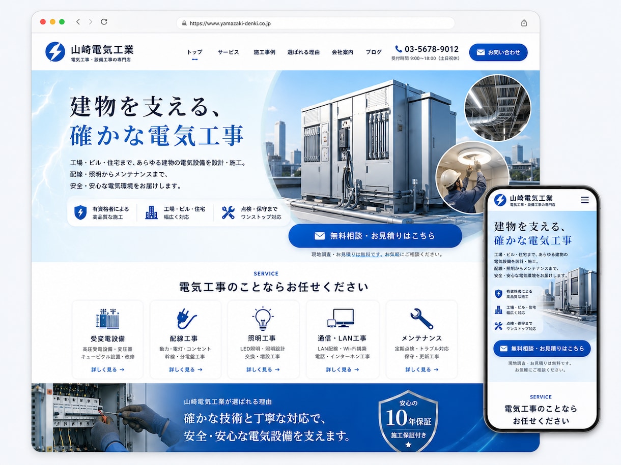 電気屋さん専門のホームページを制作しますます お客様想いの現場の強みが伝わる、更新しやすいホームページ イメージ6