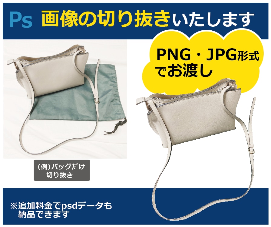 商品画像や人物背景を単色・透過に！丁寧に切抜きます 画像切抜10年以上！自動処理では難しい細部も丁寧に仕上げます イメージ2