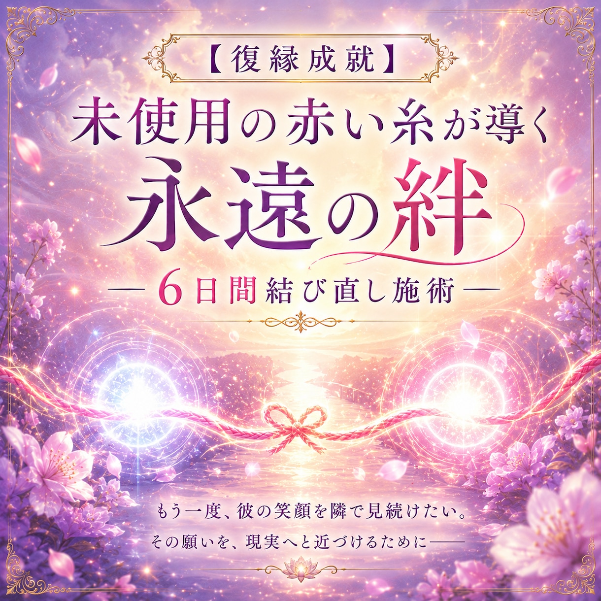復縁成就「未使用の赤い糸」が導く永遠の絆ます 【彼から末永く愛され続ける】未来へと導いてまいります。 イメージ1