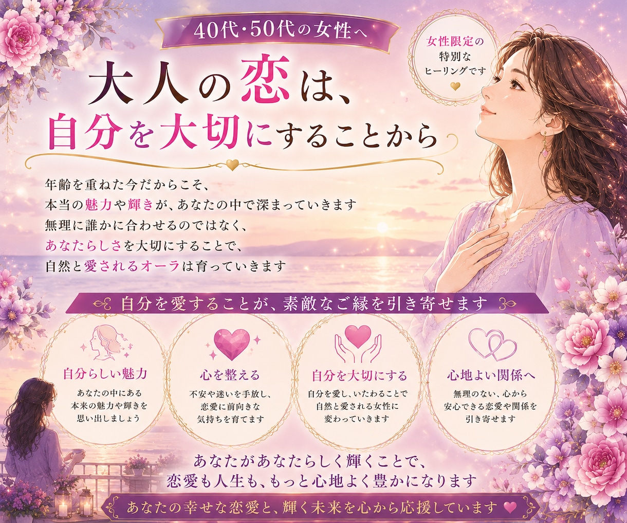 女性の魅力を高めるモテヒーリングでモテさせます 自分らしい魅力に気づくきっかけと自信をサポートします イメージ6