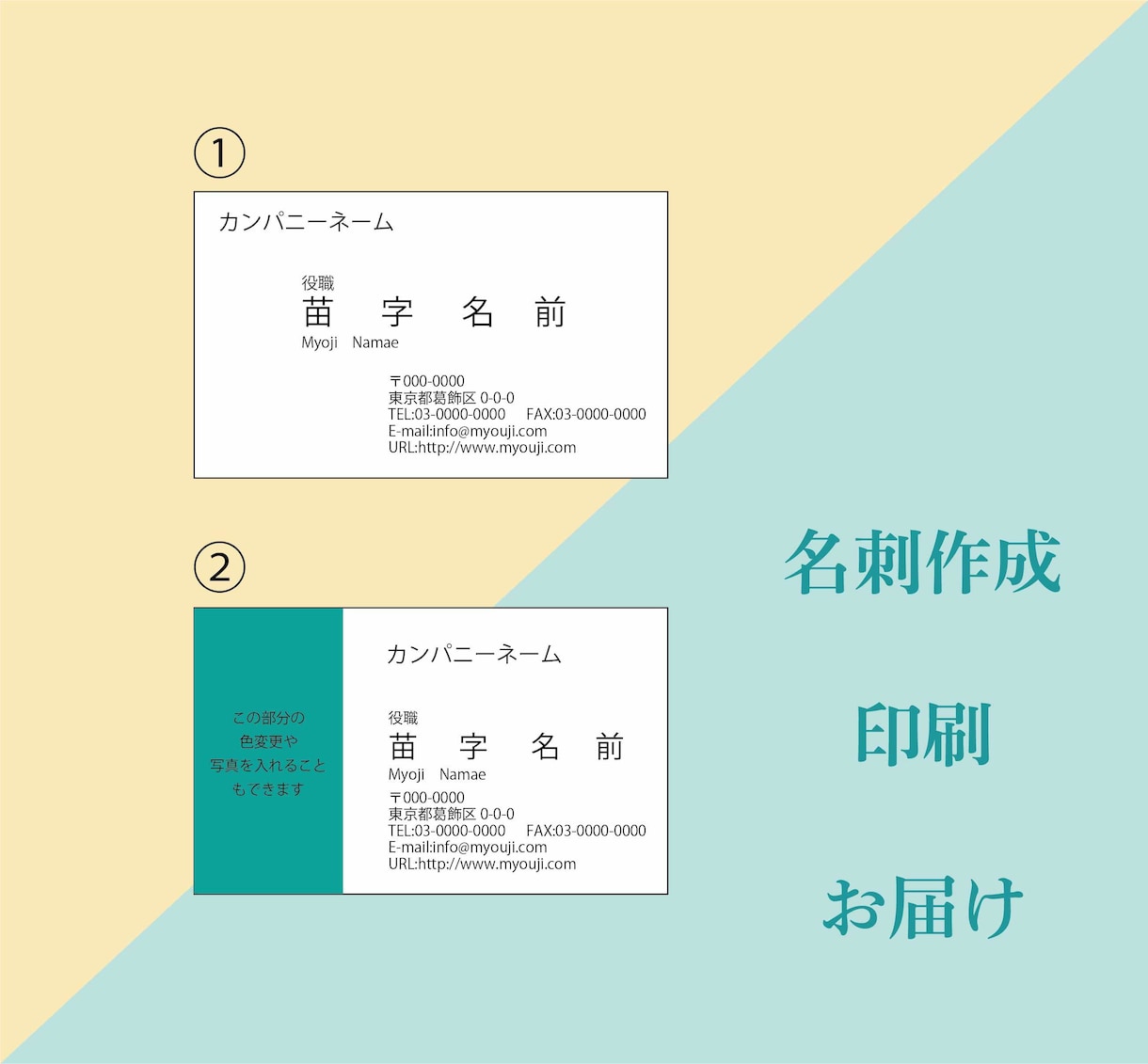 名刺の作成、印刷、お届け　します 100枚印刷と配送込みです。お気軽にご相談ください イメージ1