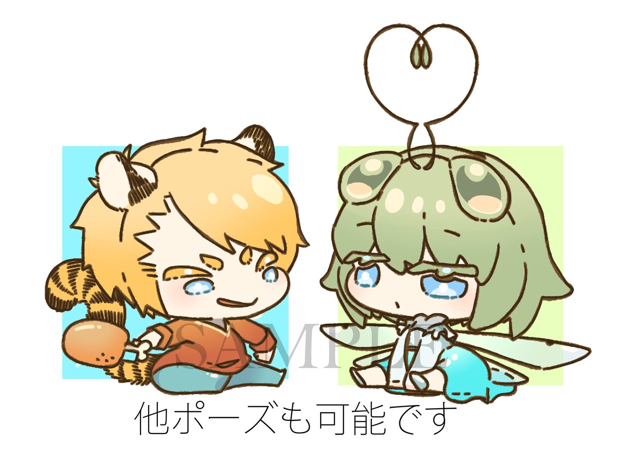 3人までお値段変わらず、ぷにっとミニキャラ描きます ラフ修正無制限、デフォルメ。ミニキャライラスト作成します。 イメージ2