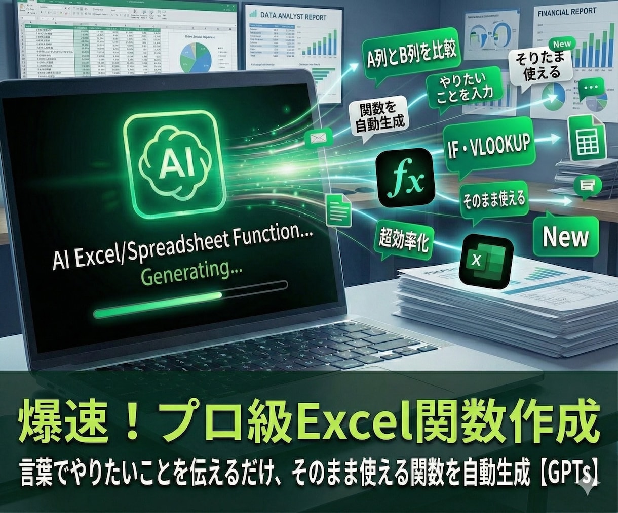 Excel・スプシの関数作成GPTs提供します 時短！Excel・スプレッドシートの関数をAIが即解決 イメージ1