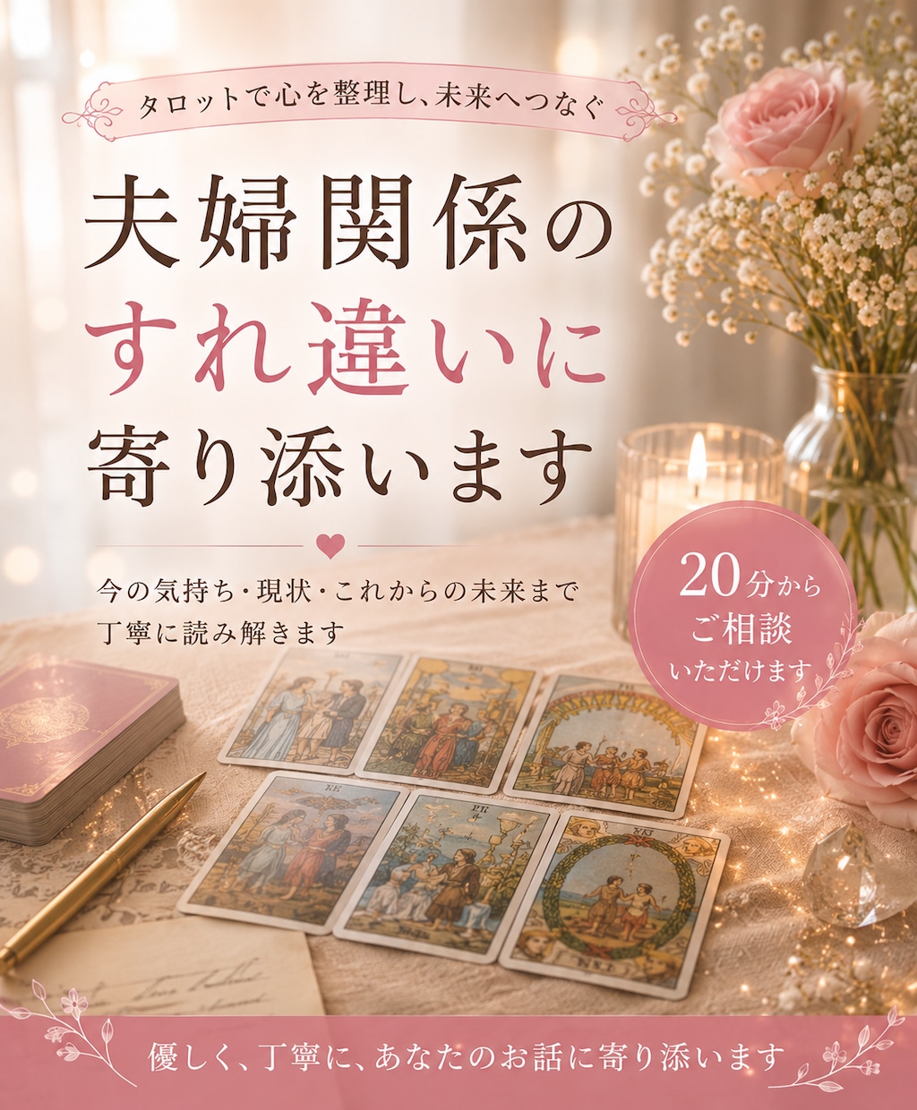 夫婦関係のすれ違いに寄り添い未来を読み解きます 夫の気持ち・夫婦の現状・これからを丁寧に読み解きます。 イメージ2