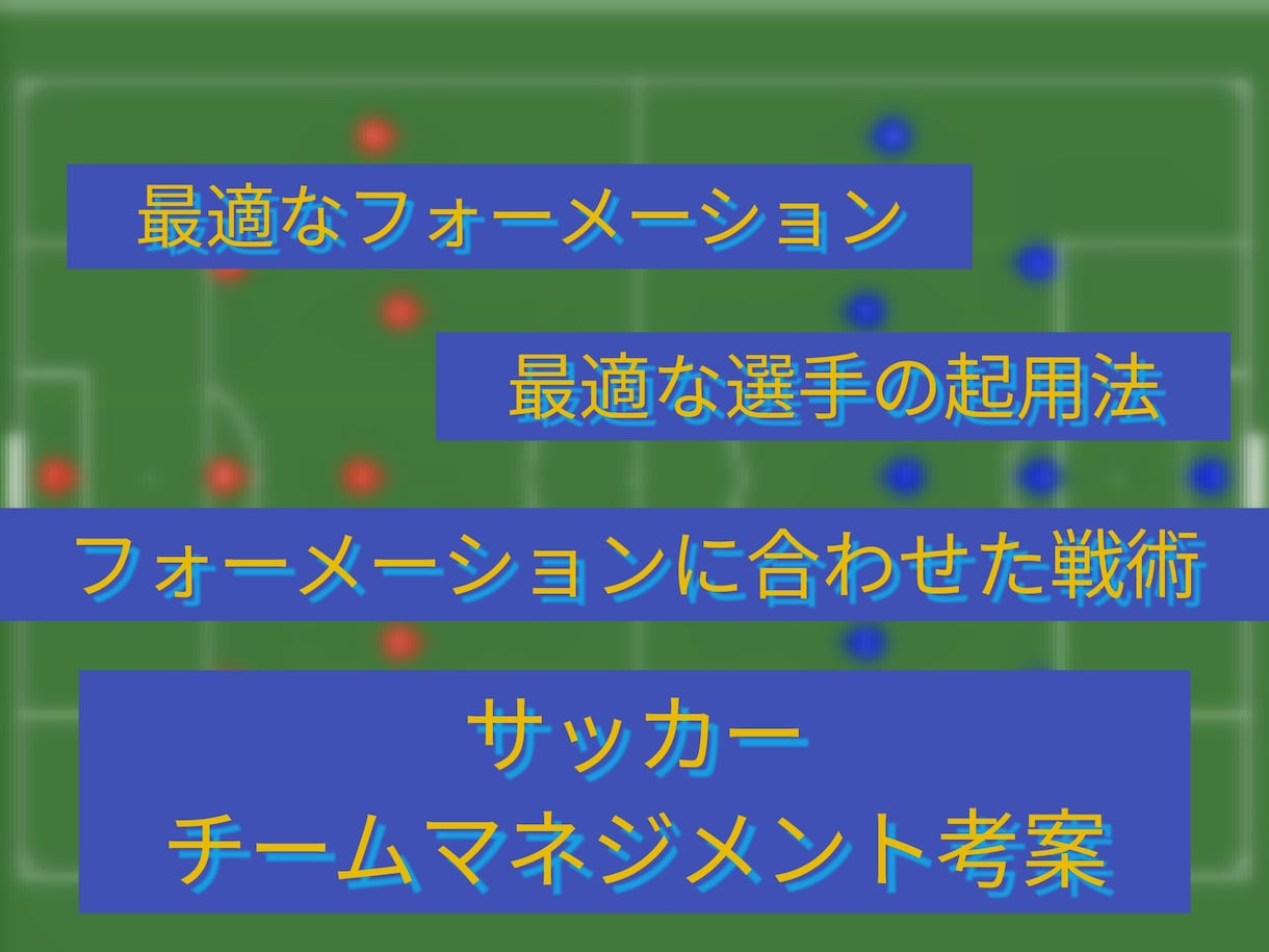 サッカーチームのマネジメント考案お助けします サッカーチームのフォーメーションや選手起用･戦術構成をお助け イメージ1