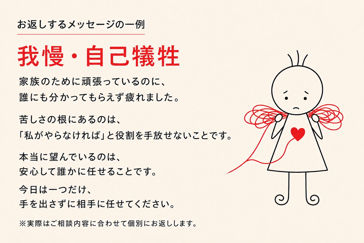 今の問題の根底にある感情と糸口をズバリお伝えします 怒り・焦り・不安の正体を見抜き、次の一歩を示します イメージ5