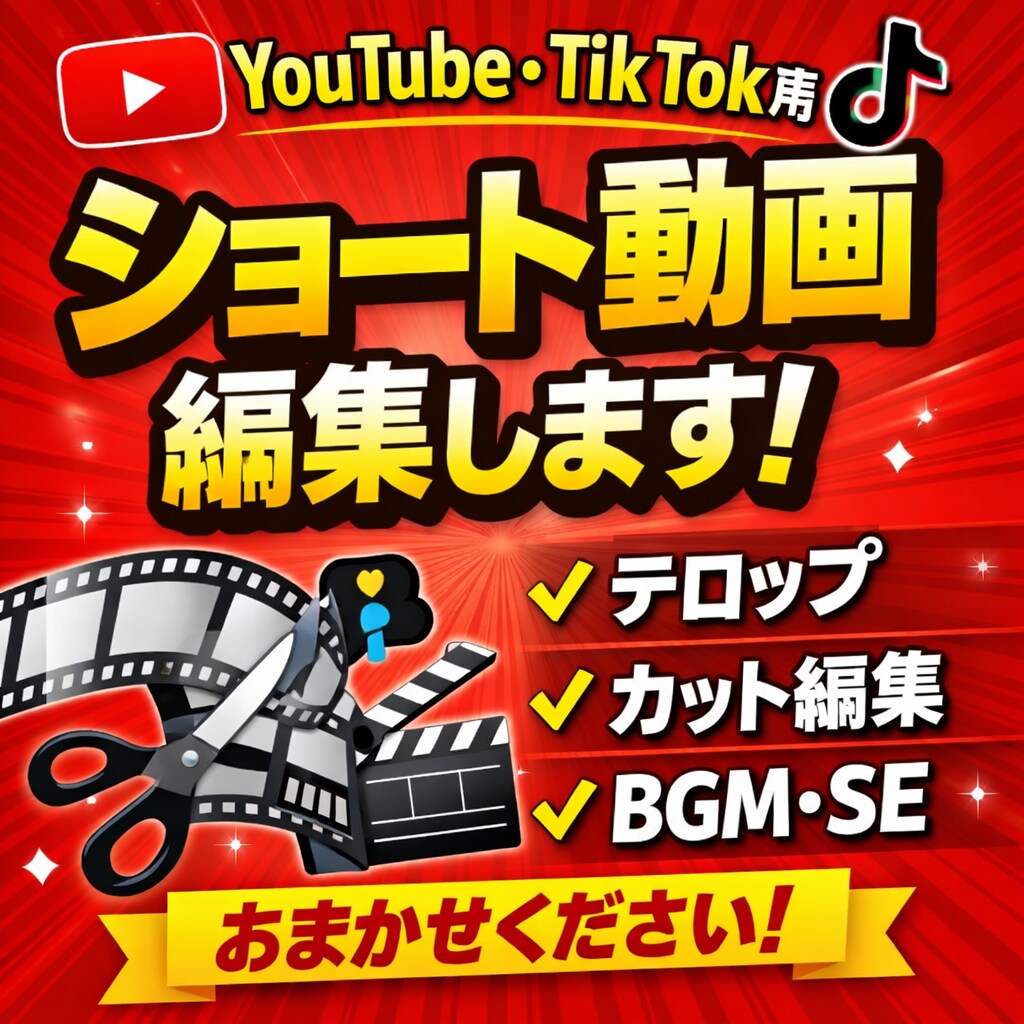 ショートやTikTokテンポよく見やすく編集します ショートTikTokなどの縦動画を見やすく編集します！ イメージ1