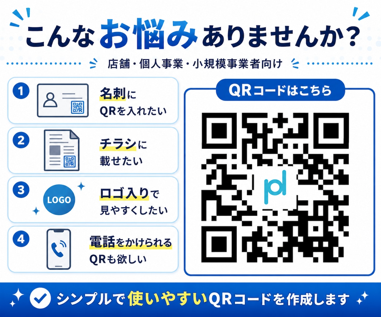 ロゴ入りQRコードを作成します 店舗・名刺・チラシ・ネットに使えるQRコード イメージ3