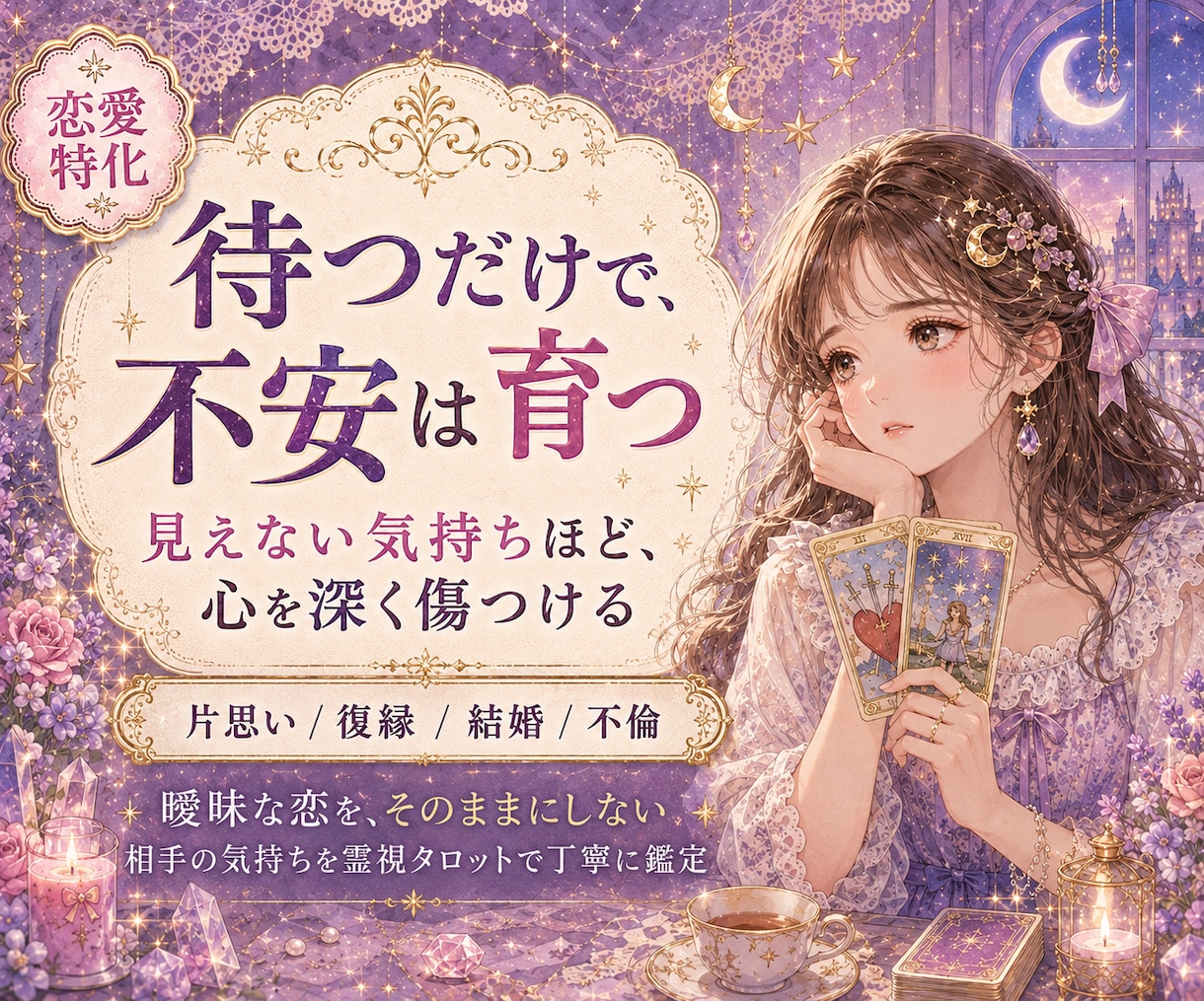 恋愛のお悩みを霊視タロットで鑑定します 運命 / 片思い / 結婚 / 離婚 / 不倫 等... イメージ2