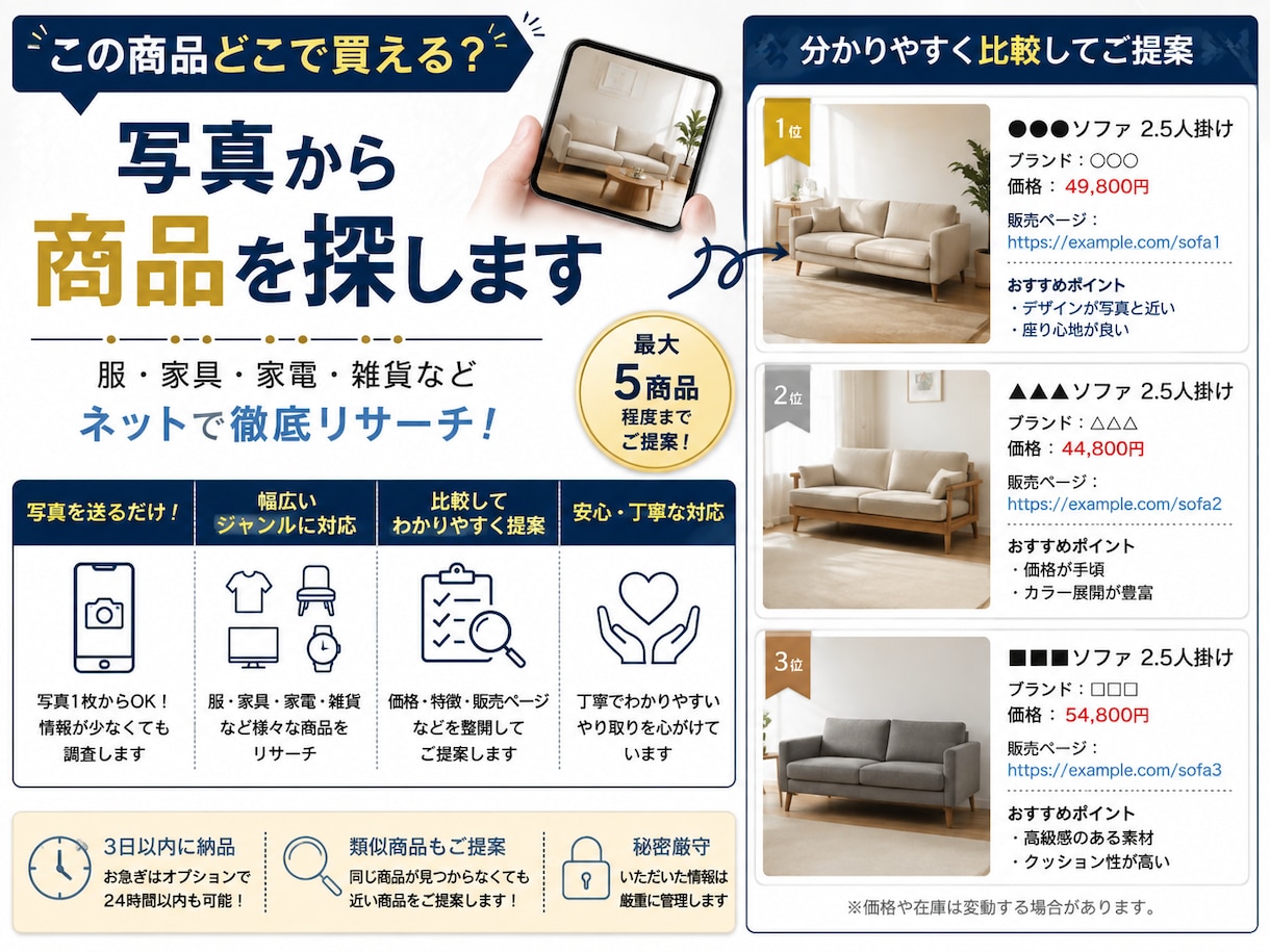 写真から欲しい商品を探します 写真から気になる商品を徹底リサーチ イメージ1