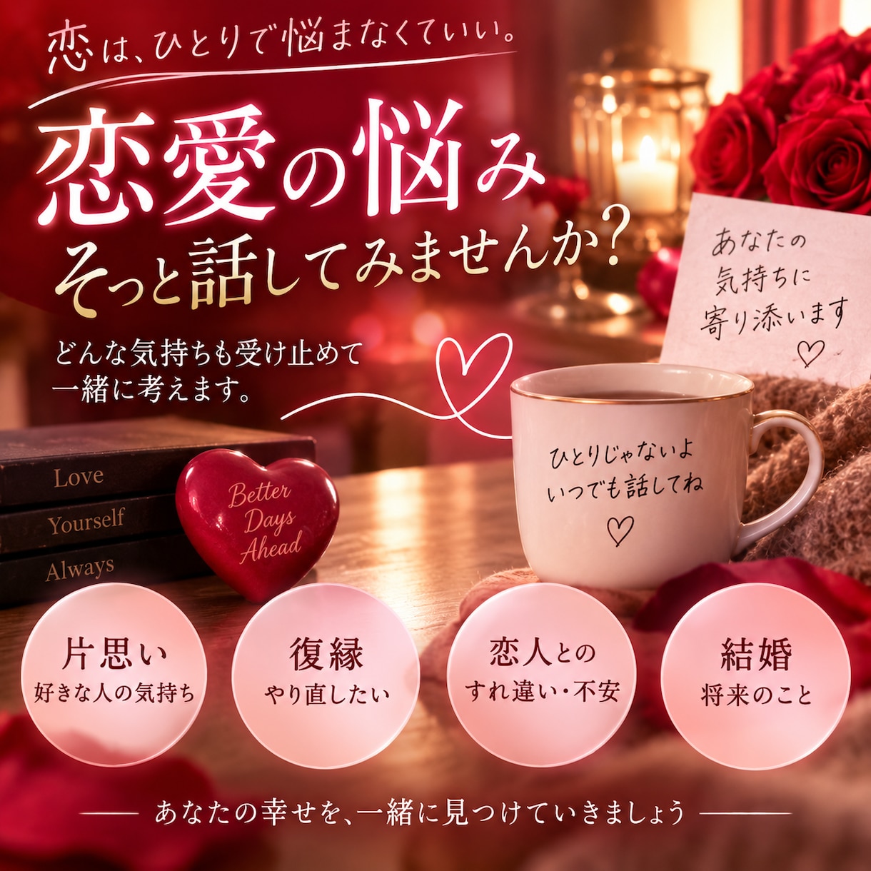 甘えや涙も大歓迎★味方になって恋の本音聴きます ​厳しい言葉はゼロ★ドス黒い本音も全部優しく受け止めます イメージ1
