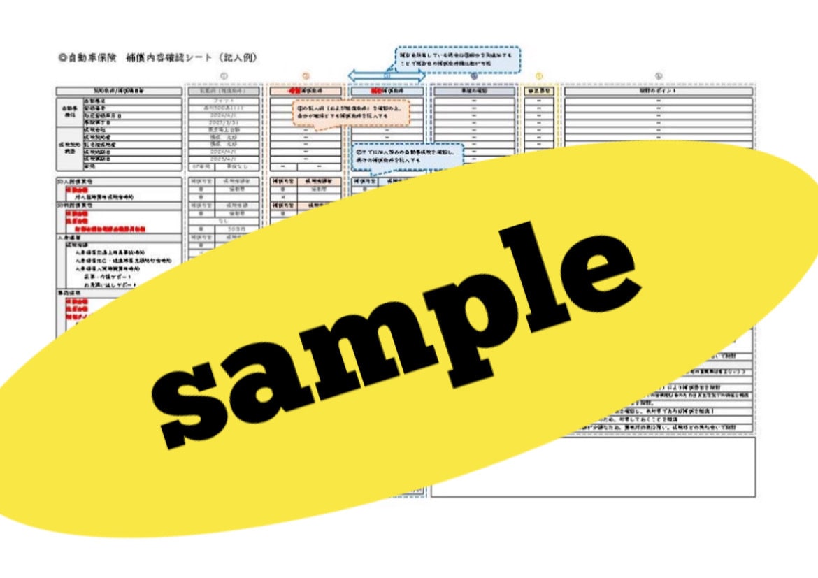 自動車保険補償内容検討見直しシート販売します 検討/見直しポイントを解説し自動車保険の見直しに貢献 イメージ3