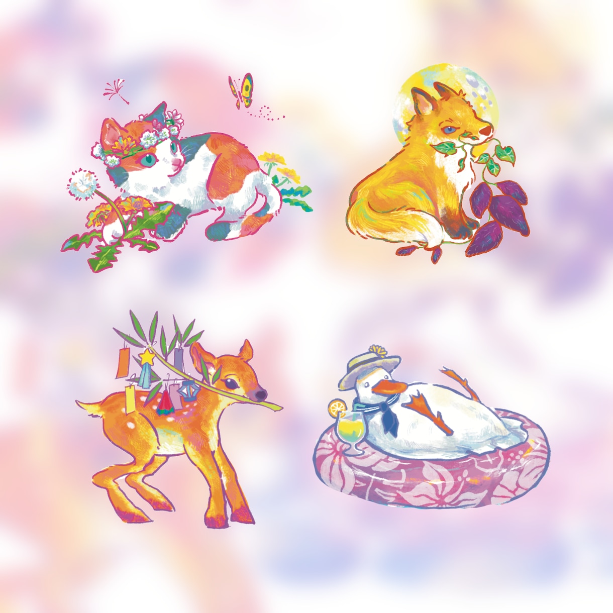 かわいい動物のイラスト描きます カラフルなかわいい動物のイラストです イメージ1