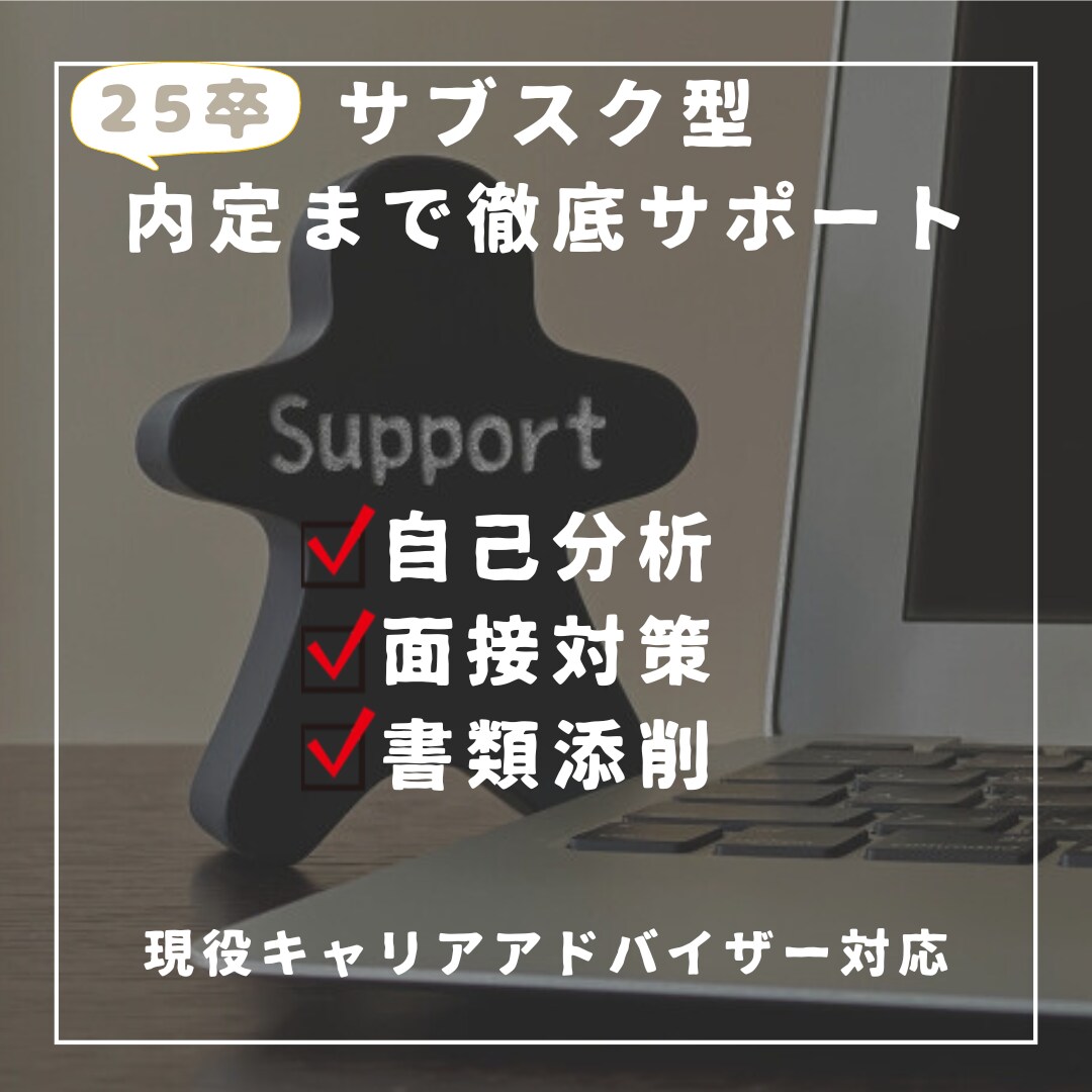 サブスク型　25、26卒向け内定取得サポートします 現役キャリアアドバイザーが最後まで寄り添います イメージ1