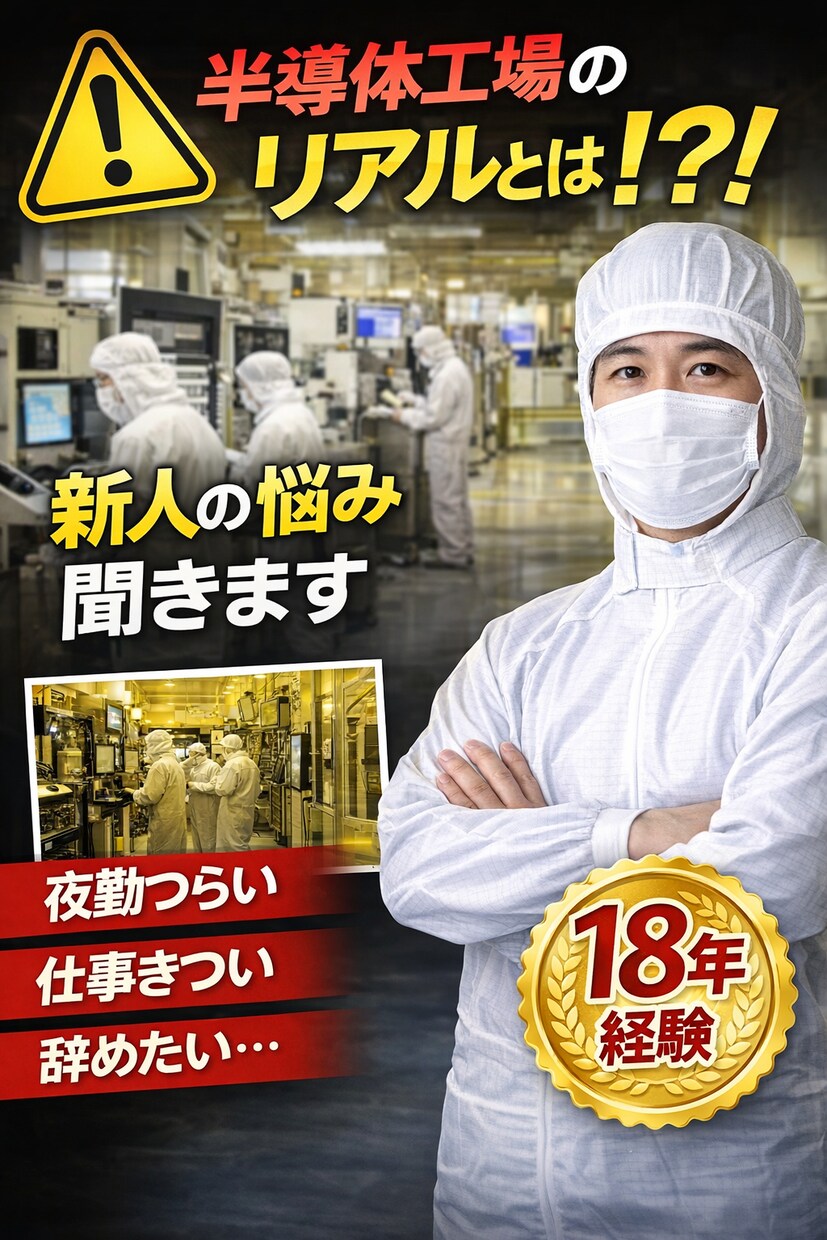 半導体工場の仕事のリアル答えます（18年経験）ます 半導体工場の働き方・夜勤のリアル答えます イメージ2