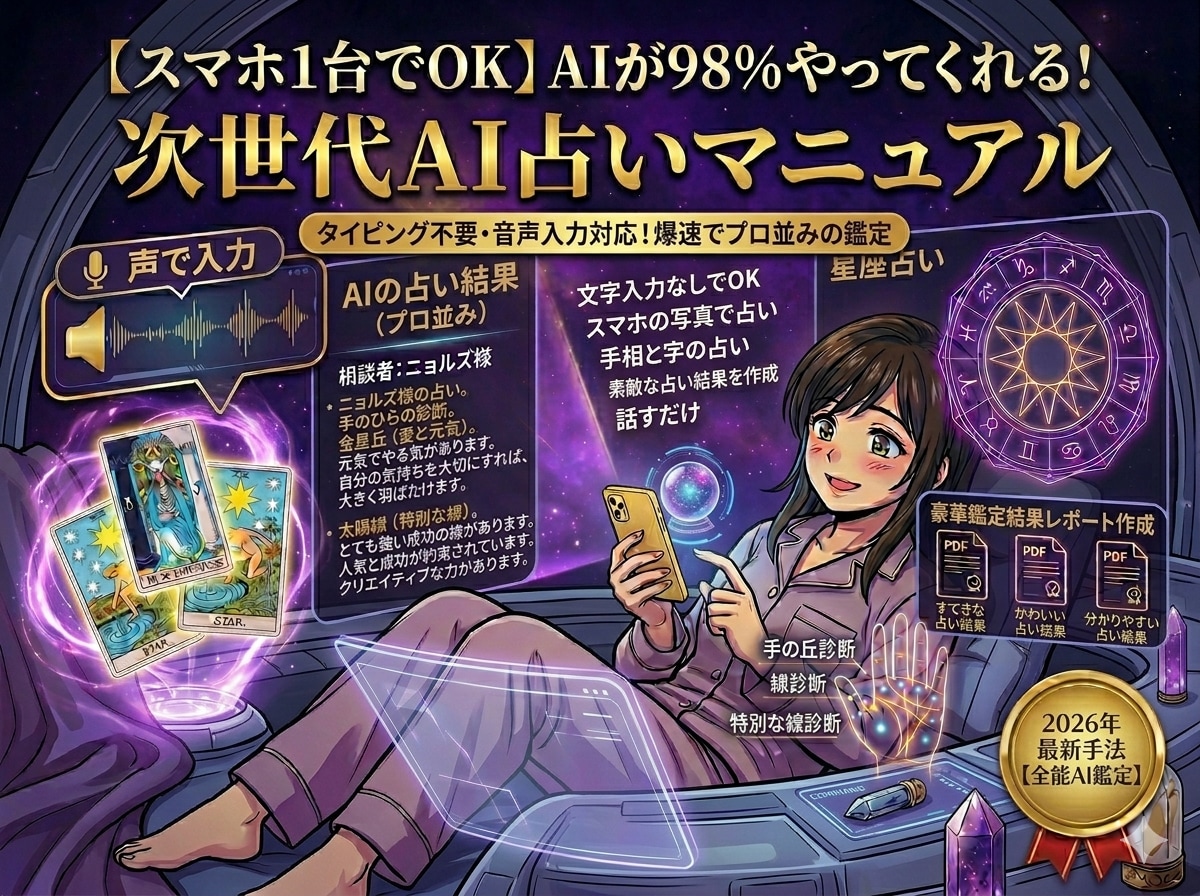 スマホ１台で！2026最新AI画期的な占いをします 会話で占う98％自動化新時代のAIで占術は無限大！初心者でも イメージ1