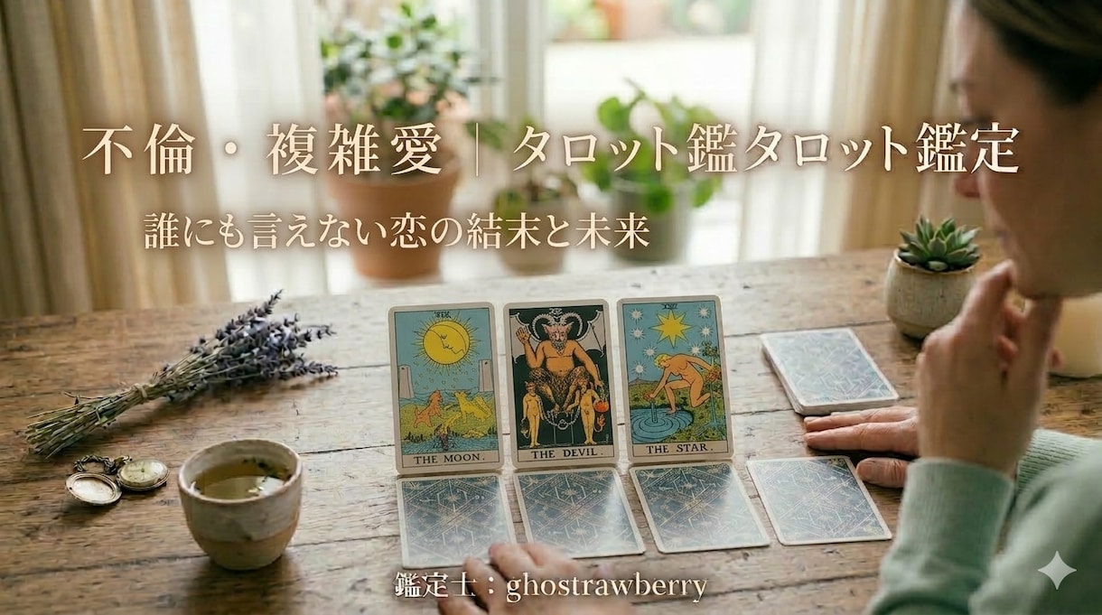 不倫・複雑愛｜誰にも言えない恋の結末を占います 罪悪感と孤独に押しつぶされそうなあなたの声を、掬い上げます イメージ1