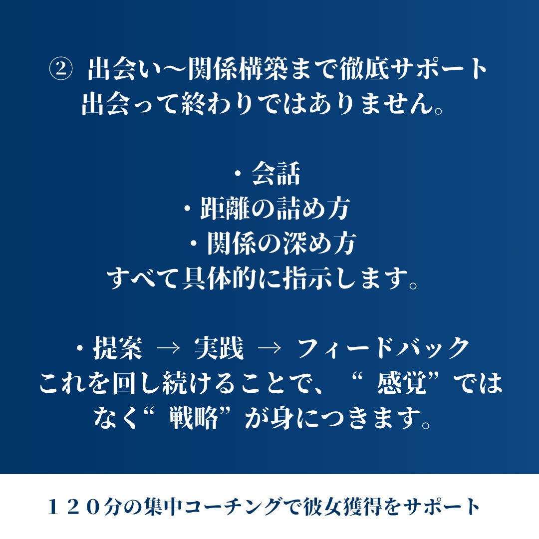 彼女獲得を目指す『恋活・婚活コーチング』承ります 非モテを脱出→恋愛がうまくいかない原因、全て洗い出します イメージ4