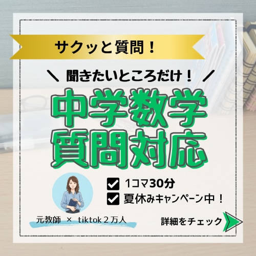 タイパ重視！元教師が中学数学の質問対応します わからない問題だけ！30分から選べるサクッと質問サービス イメージ1