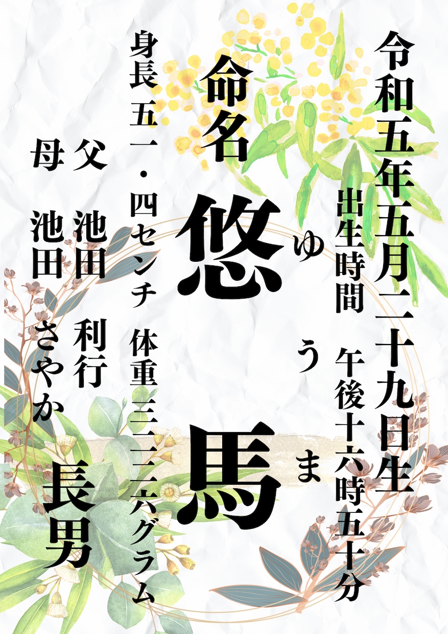 セミオーダー　お洒落なインテリア命名書　作成します センス抜群♡大切なお子様のお名前を末長くお部屋に飾りませんか イメージ6