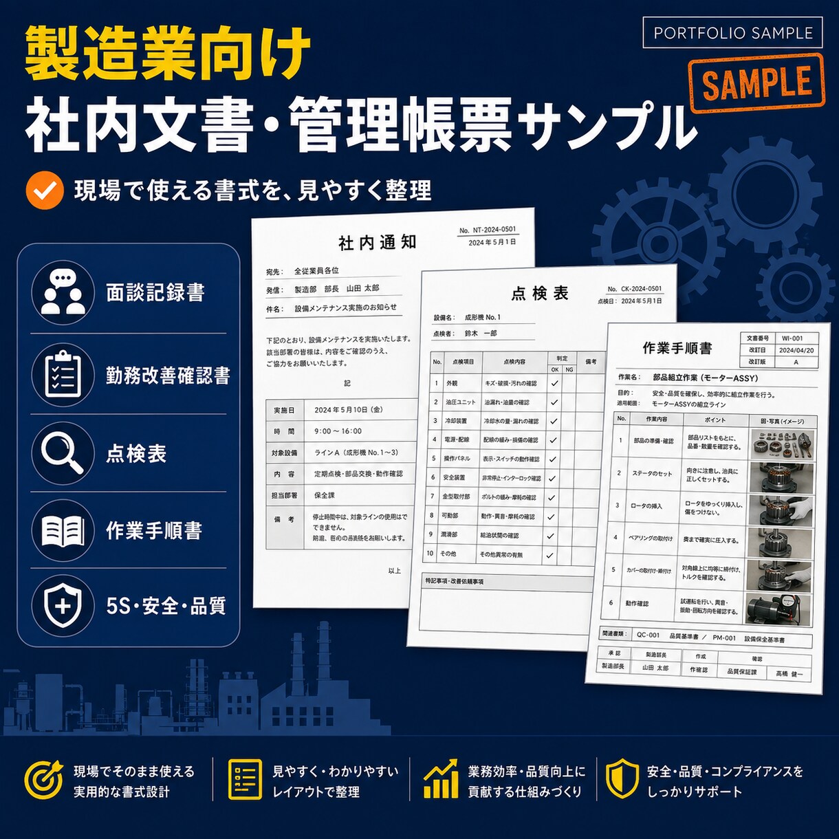 製造業の車内通知・管理文書を実務目線で作成します 5S・安全・品質・作業ルールをワード・エクセル文書に整えます イメージ2