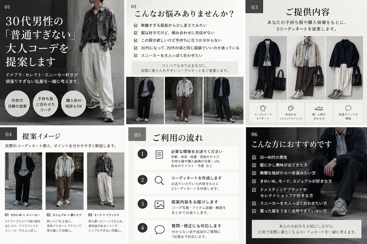 30代男性の「普通すぎない」大人コーデを提案します ドメブラ・セレクト好きが、頑張りすぎない私服を一緒に考えます イメージ1