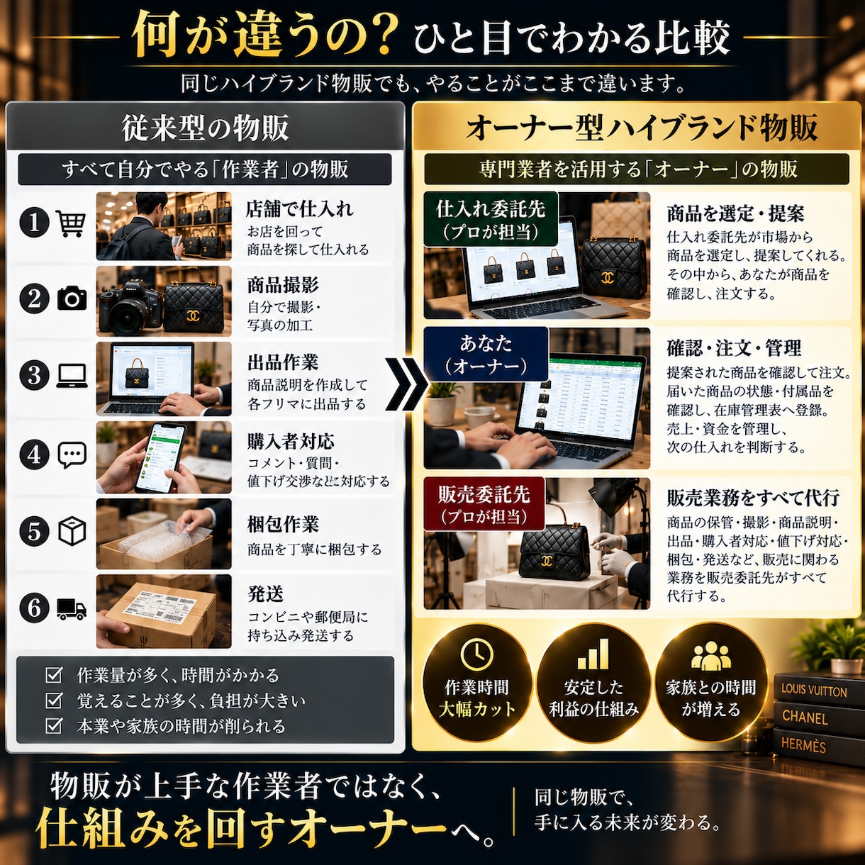 ハイブランド物販を仕組み化する方法を公開します 仕入れも販売もプロを活用！自分は「判断と管理」に集中 イメージ2