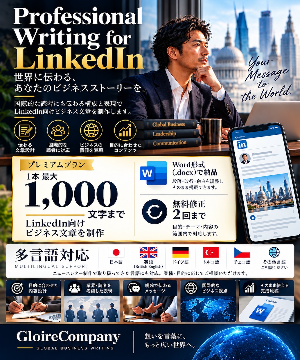 LinkedIn国際発信を戦略設計します 世界市場へ届く発信と文章を個別設計 イメージ1