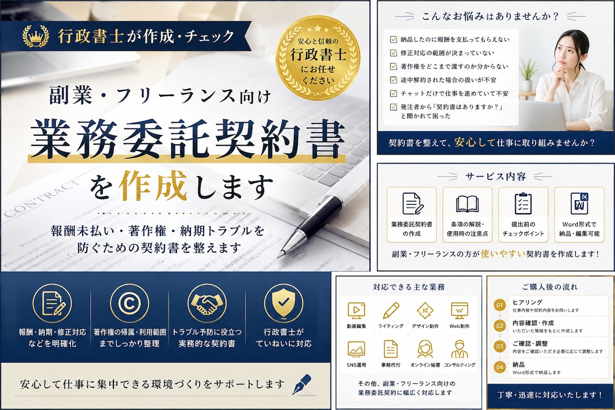 行政書士が業務委託契約書を作成します 言った言わないのトラブル防止へ イメージ1
