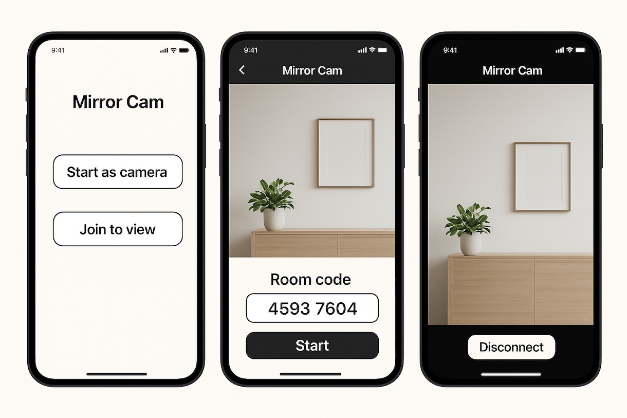 スマホ間で映像共有アプリを開発します 撮られる側がリアルタイムで自分の姿を確認できるアプリ！ イメージ1