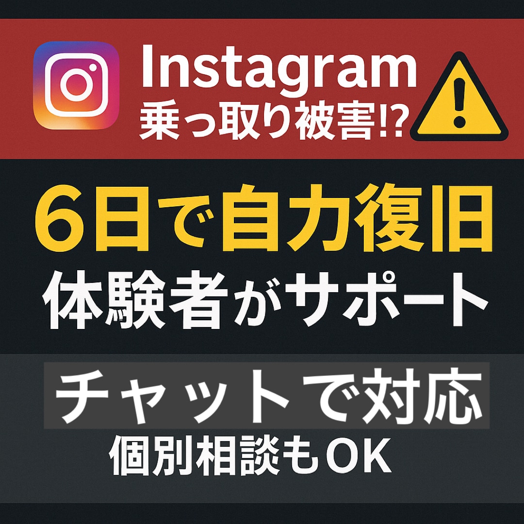 インスタ乗っ取りから復旧に向けて相談にのります 乗っ取られたら早めの対応を！1人では不安な方に伴走いたします イメージ1