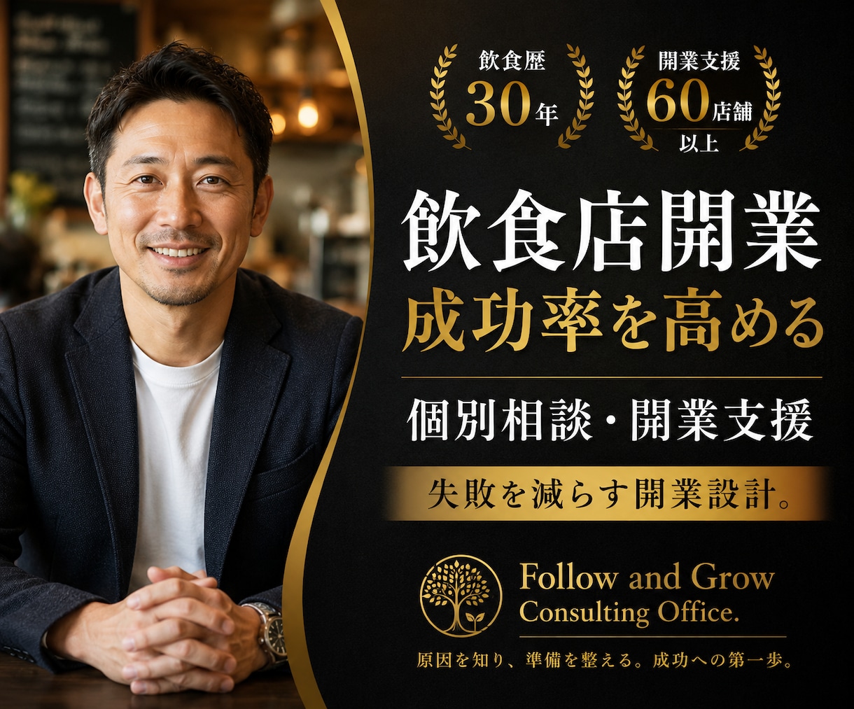 飲食店開業成功率を高める個別相談・開業支援行います 飲食歴30年・開業支援60店舗超。永く続くお店を一緒に設計 イメージ1