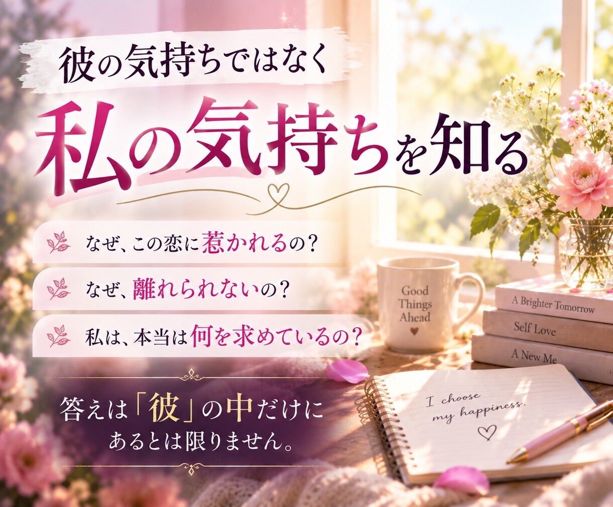 なぜか繰り返してしまう恋のパターンを読み解きます 幸せな恋愛への第一歩を見つけます。 イメージ4