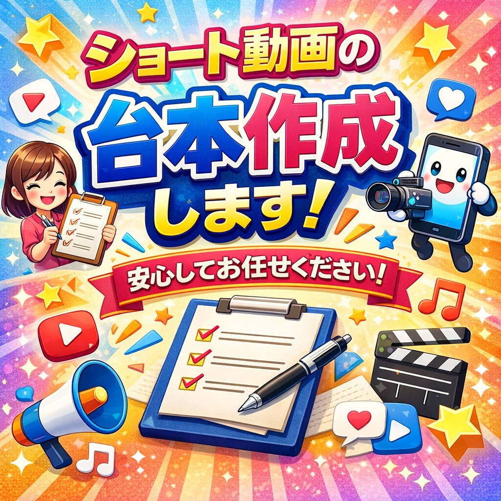 ショート動画の台本作成します 構成〜セリフまで完全対応できます。 イメージ1