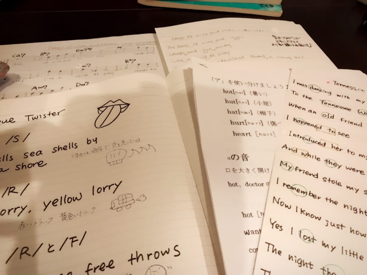 歌手の方へ英語の発音をご教示します 発表会、ライブ用に希望曲の英語発音テキストを作成します。 イメージ1