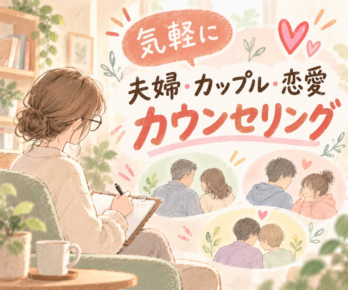 カウンセリングで夫婦仲・カップル仲を改善します 心をほぐして本来のあなたらしい幸せな関係を作るサポート イメージ1