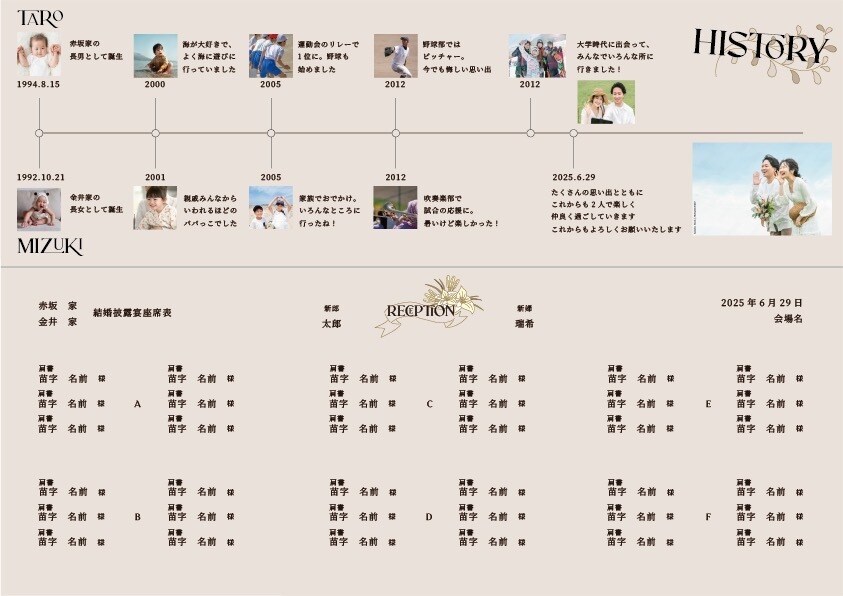 プロフィールパンフレットを作成いたします 結婚式にぴったり。A4用紙を三つ折りにしたサイズです！ イメージ2