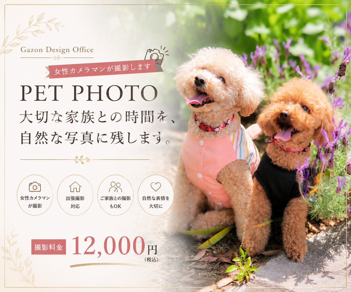 ペット撮影で大切な家族との思い出を写真に残します 犬・猫・小動物・鳥・爬虫類など幅広く対応します。 イメージ1