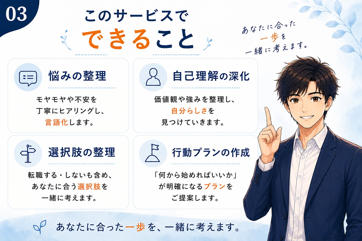 ひとりで抱えない|キャリア・仕事のお悩み相談承ます 転職すべき？職場や仕事の悩みを現役の人事責任者がお伺います イメージ3