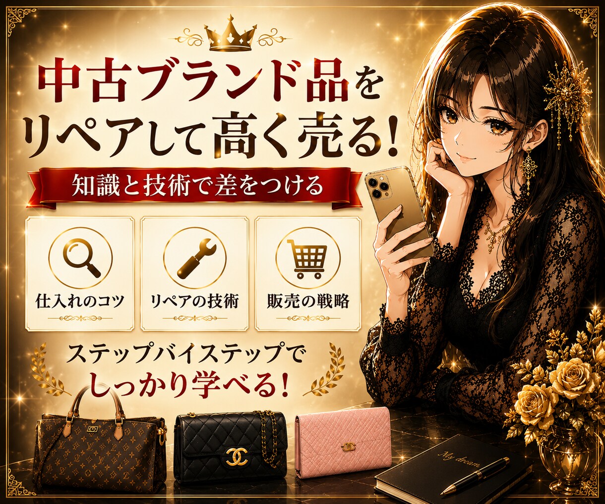 初心者向け｜中古ブランド×リペアで稼ぐ方法教えます 初心者でも始めやすい中古ブランド副業をわかりやすく解説します イメージ4