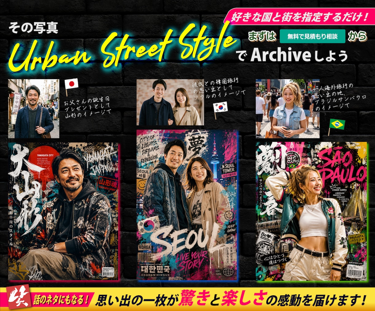 人物写真をクールなストリート風ポスターに加工します 写真1枚で映える！アーバンストリート風アートに変身します！ イメージ1