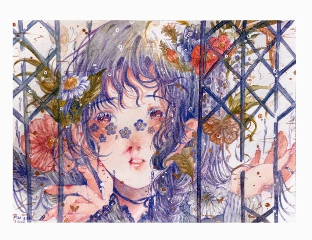 誕生日花の女の子のミニイラスト描きます 透明水彩のアナログイラストを制作しております！ イメージ2